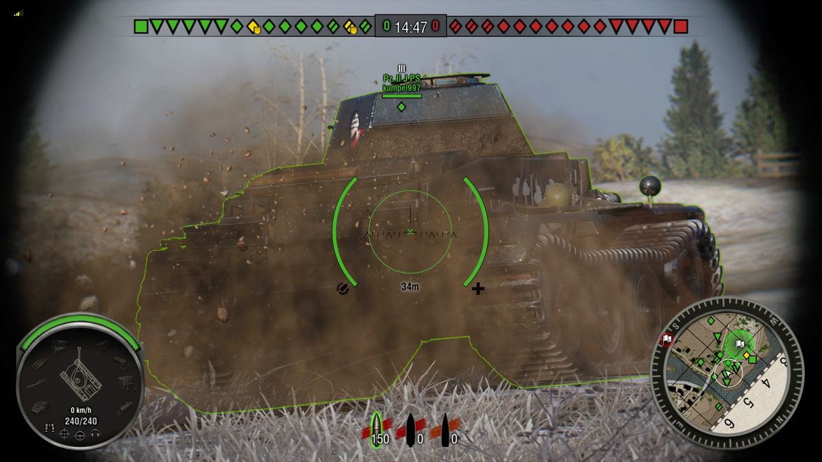 World of Tanks: Bonus German Tank! (PlayStation 4) screenshot: Panzer II J PS at high speed on the winter terrain