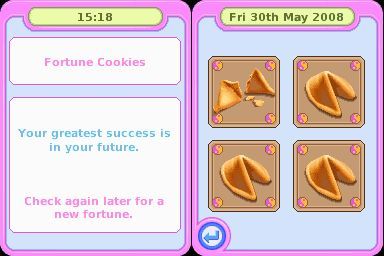 My Secret Diary (Nintendo DS) screenshot: Fortune cookies