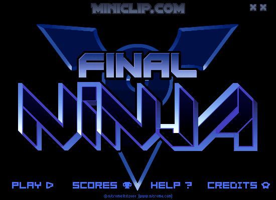 Final Ninja (Browser) screenshot: Title screen and menu