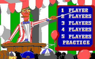 Fiendish Freddy's Big Top O' Fun (DOS) screenshot: Menu (EGA)