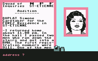 Vera Cruz (Commodore 64) screenshot: Interrogating the caretaker, who founds the body...