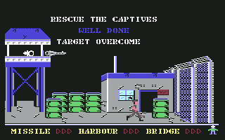 Rush'n Attack (Commodore 64) screenshot: What appears after a stage is complete