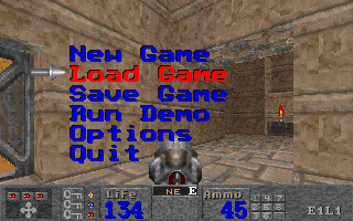 Quiver (DOS) screenshot: A different menu font is used in the Pentium version.