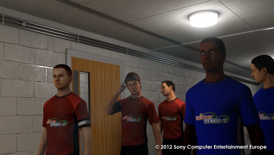 Table Soccer (PS Vita) screenshot: Introduction showing players entering the field