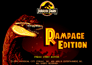 Jurassic Park: Rampage Edition (Genesis) screenshot: Title screen