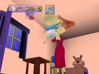 Rugrats: Scavenger Hunt (Nintendo 64) screenshot: If you land on a cradle square, you will be picked up and put in the cradle, but you will recover all energy.