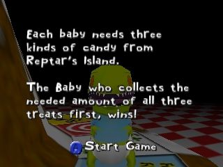 Rugrats: Scavenger Hunt (Nintendo 64) screenshot: Instructions for Reptar Rally
