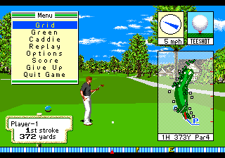 Pebble Beach Golf Links (Genesis) screenshot: In-game menu