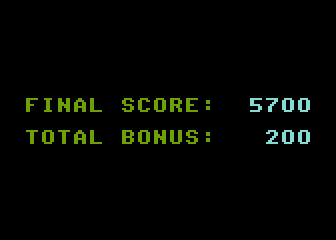 Jumpman (Atari 8-bit) screenshot: My final score and bonus.