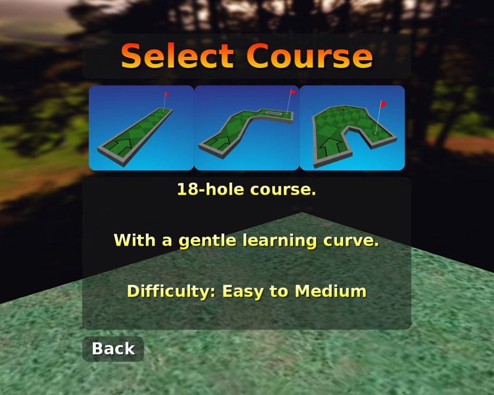 Hole in One Mini Golf (Windows) screenshot: The course selection screen