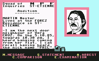 Vera Cruz (Commodore 64) screenshot: Interrogating the Vera Cruz' neighbour...