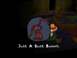 Rugrats: Scavenger Hunt (Nintendo 64) screenshot: Instead of a statue piece, I found a dust bunny.