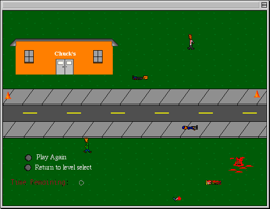 The Bogus Guru (Macintosh) screenshot: Failure manifests itself in a most violent fashion.