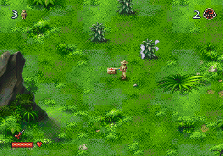 The Lost World: Jurassic Park (Genesis) screenshot: Picking up a health pack