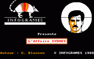 The Sydney Affair (Amstrad CPC) screenshot: Title Screen with alive Sydney...