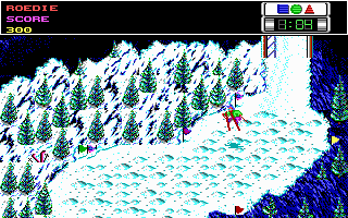 Ski or Die (DOS) screenshot: Downhill Blitz: Perform stunts in the moguls section