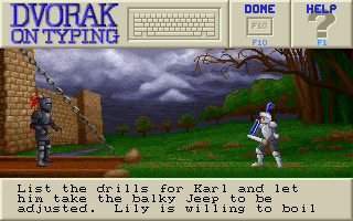 Dvorak on Typing (DOS) screenshot: Game (Second Screen).