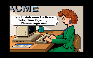 Where in America's Past Is Carmen Sandiego? (DOS) screenshot: Secretary works