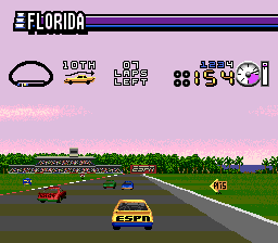ESPN Speed World (Genesis) screenshot: The mini map shows where the players car is on the track.