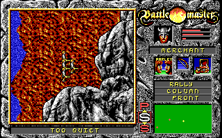 Battle Master (DOS) screenshot: A group of merchants explore a treacherous region.