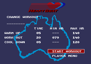 Outback Joey (Genesis) screenshot: Set your workout parameters