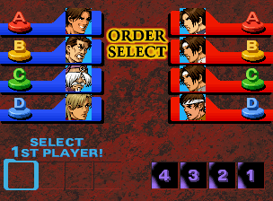The King of Fighters '99: Millennium Battle (Neo Geo CD) screenshot: Setting the battle order.
