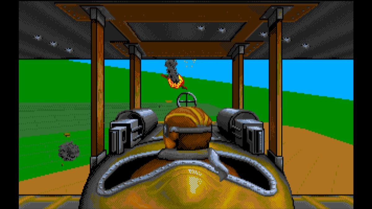Wings (Macintosh) screenshot: Another enemy plane going down in flames (GOG version)