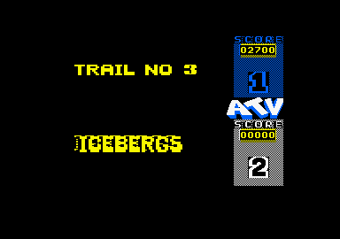 ATV Simulator (Amstrad CPC) screenshot: Trial No 3: Icebergs