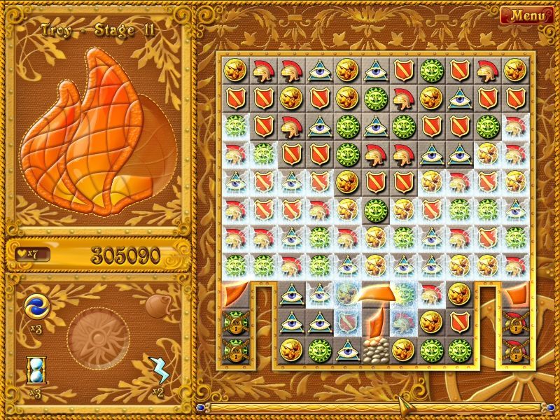 The Rise of Atlantis (Windows) screenshot: The later levels with their frozen, double frozen, locked and double locked tiles are especially challenging