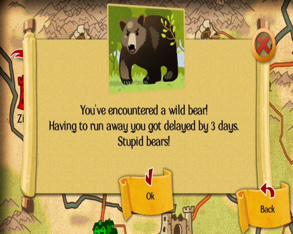 16-bit Trader (Linux) screenshot: On my trip, I encountered a bear.