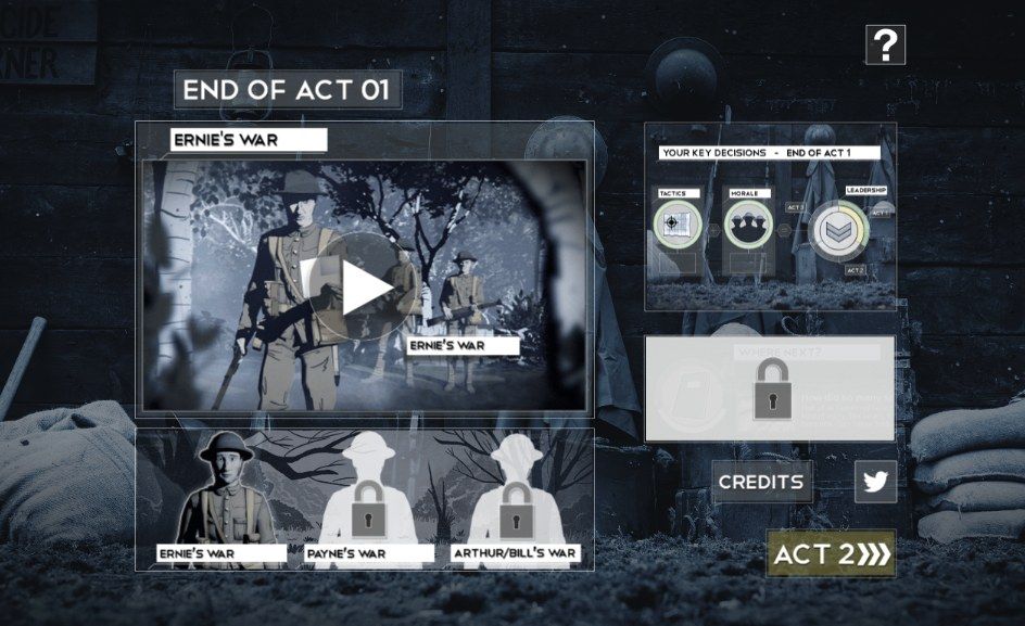 Our World War: Interactive Episode (Browser) screenshot: At the end of an act one can look at comic sequences telling some back story