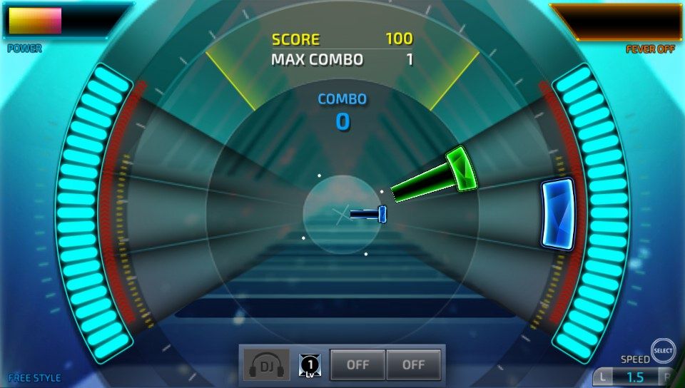 Superbeat: Xonic (PS Vita) screenshot: Low number of notes approaching, but they are approaching fast (Trial version)