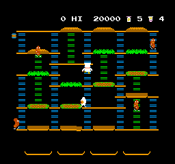 BurgerTime (NES) screenshot: Climbing up