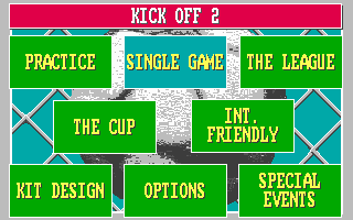 Kick Off 2 (DOS) screenshot: Main menu