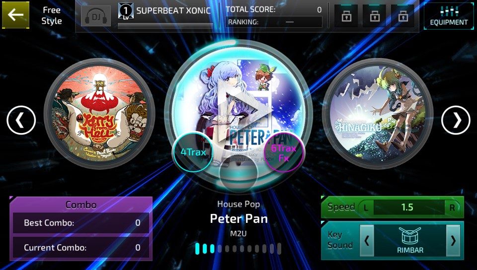 Superbeat: Xonic (PS Vita) screenshot: Track selection (Trial version)