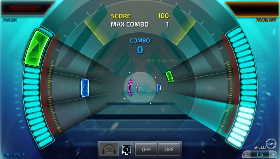 Superbeat: Xonic (PS Vita) screenshot: Note on the left part of the screen is ready to be hit (Trial version)