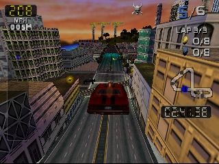 San Francisco Rush 2049 (Nintendo 64) screenshot: That was a big jump