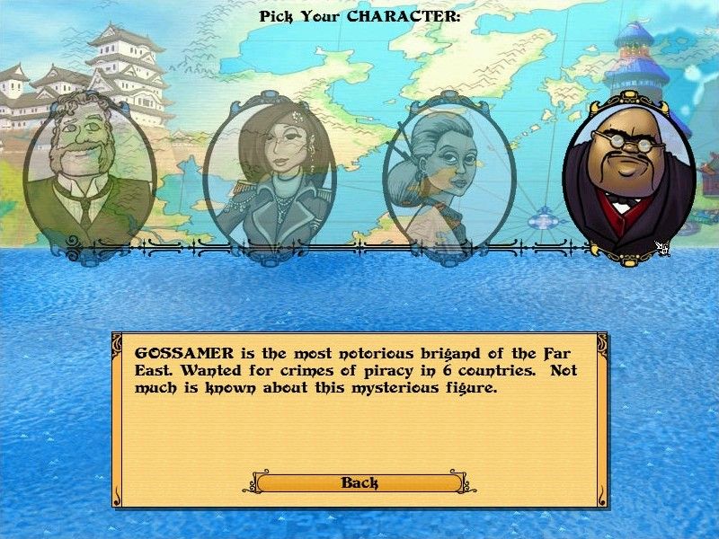Tradewinds (Windows) screenshot: Choose on of the 4 characters to play.