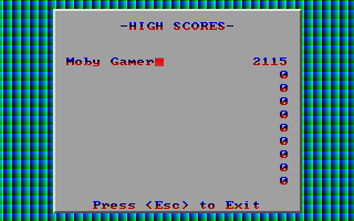 Blocks from Hell (DOS) screenshot: High score table