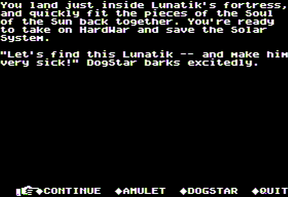 Microzine #25 (Apple II) screenshot: Cosmic Heroes - I Infiltrate Charon