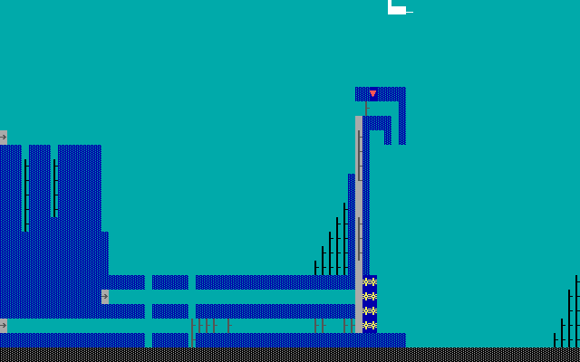 PLEBS (DOS) screenshot: Razing down a gigantic PLEB-hose