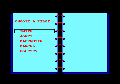 Spitfire '40 (Amstrad CPC) screenshot: Choose your pilot.