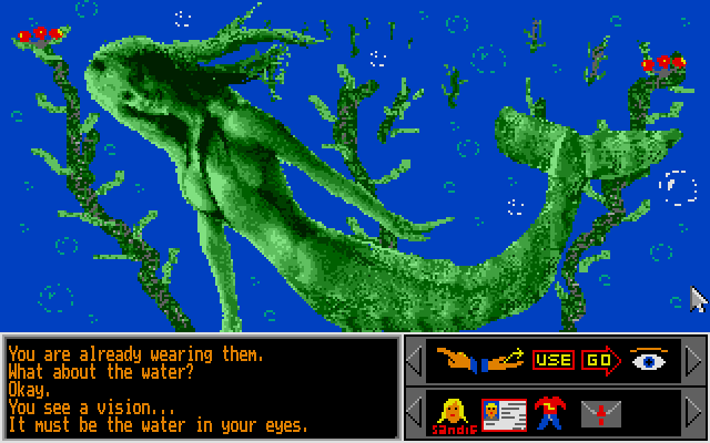 Sex Olympics (DOS) screenshot: Welcome to the Planet Aqua! The marine life is very tempting I hear...