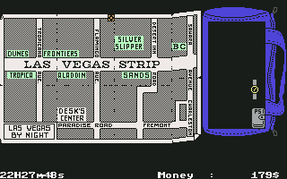 The Inheritance: Panic in Las Vegas (Commodore 64) screenshot: Las Vegas map (3rd part)