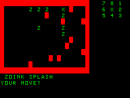 Acornsoft Games Pack 2 (Atom) screenshot: Game in colour (Zombie)