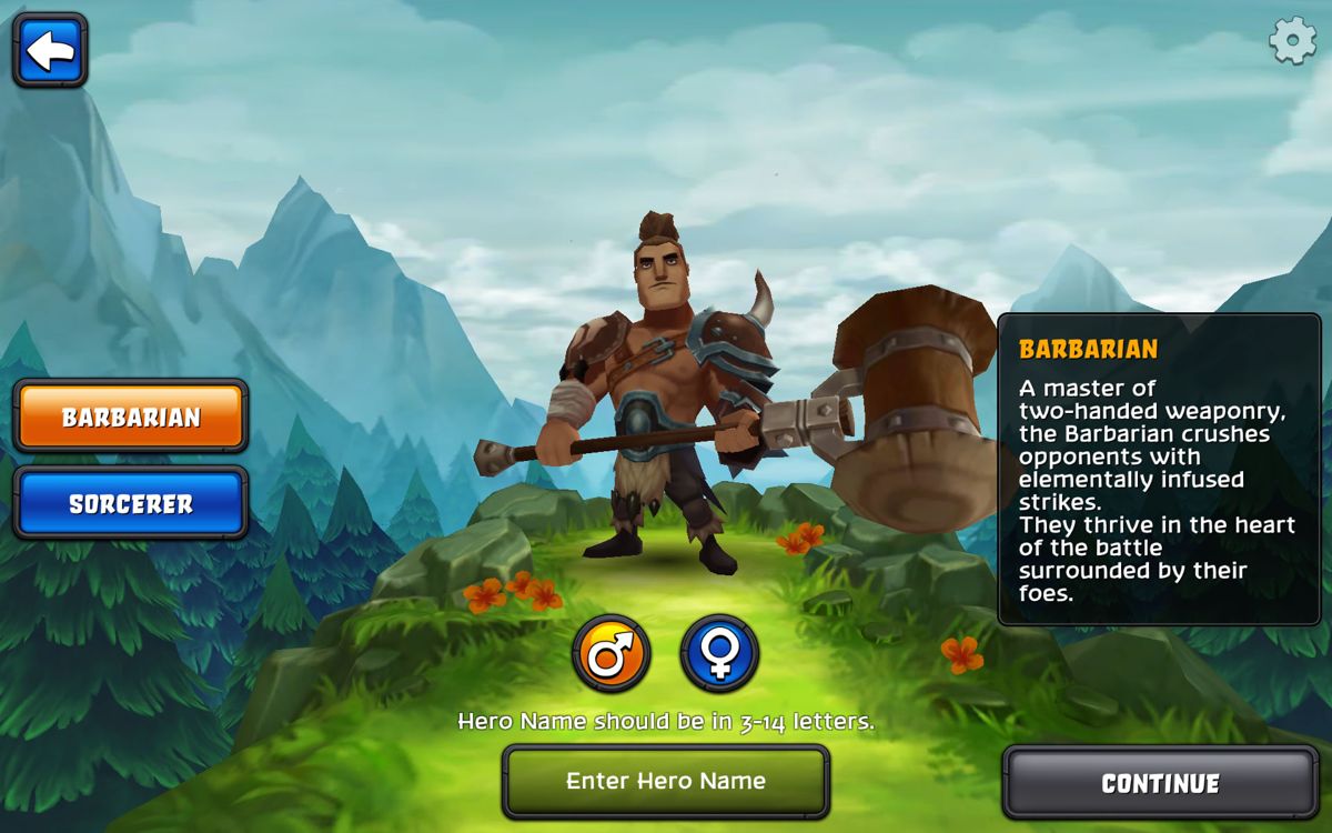 Spirit Lords (Android) screenshot: Class selection