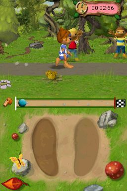 The Woodleys Summer Sports (Nintendo DS) screenshot: run as fast as you can to win the run