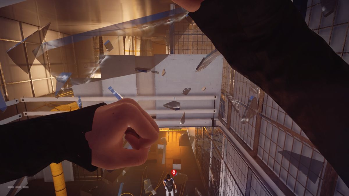 Mirror's Edge: Catalyst (PlayStation 4) screenshot: Jumping through a glass window