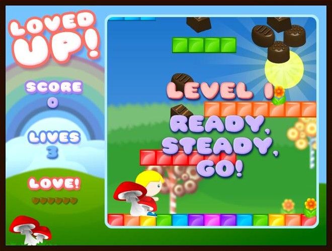 Loved Up! (Browser) screenshot: Level 1. Ready. Steady. Go!