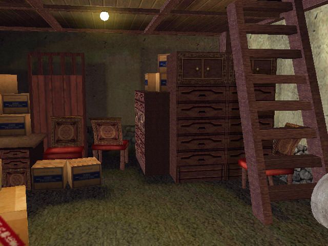 Torawareta Garasu no Kokoro (Windows) screenshot: In a storage room